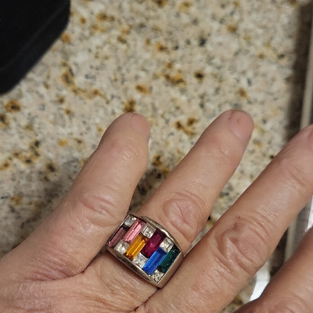 Multicolor Gemstone Silver Ring - image 4